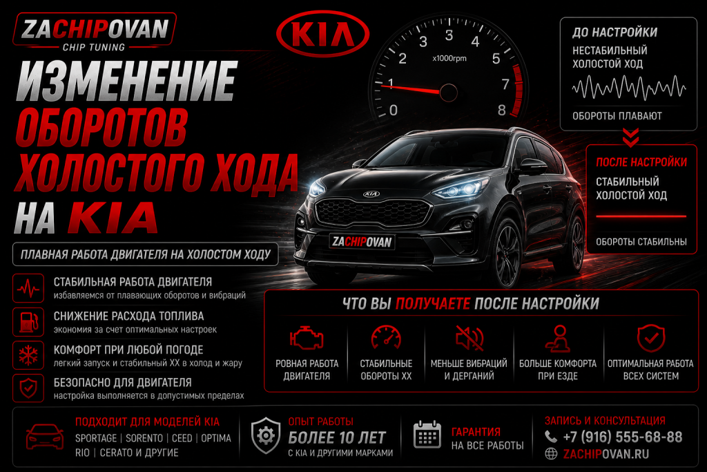 Изменение оборотов холостого хода на KIA